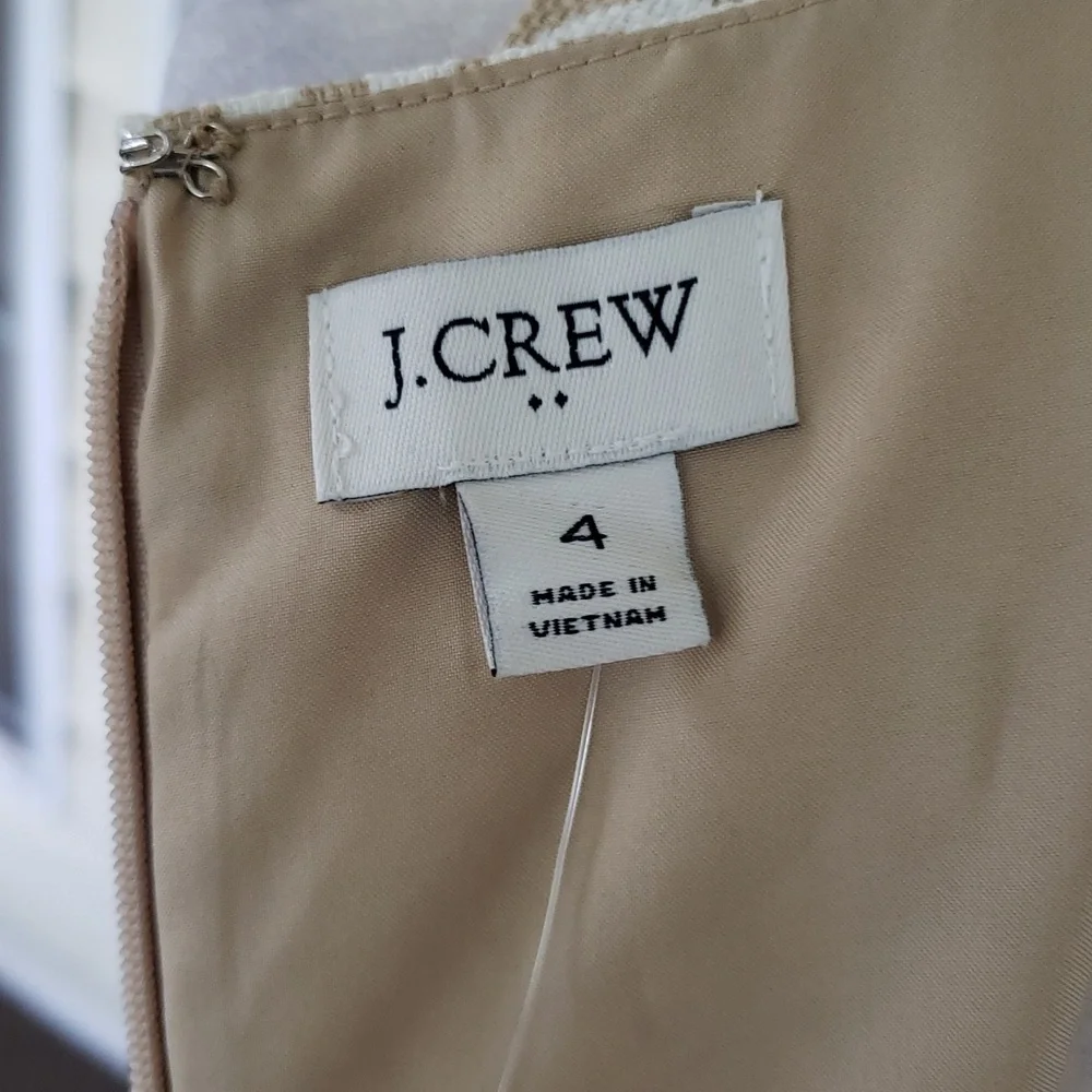 J. CREW Elegant Cream Leopard Sheath ‎ Print Dress